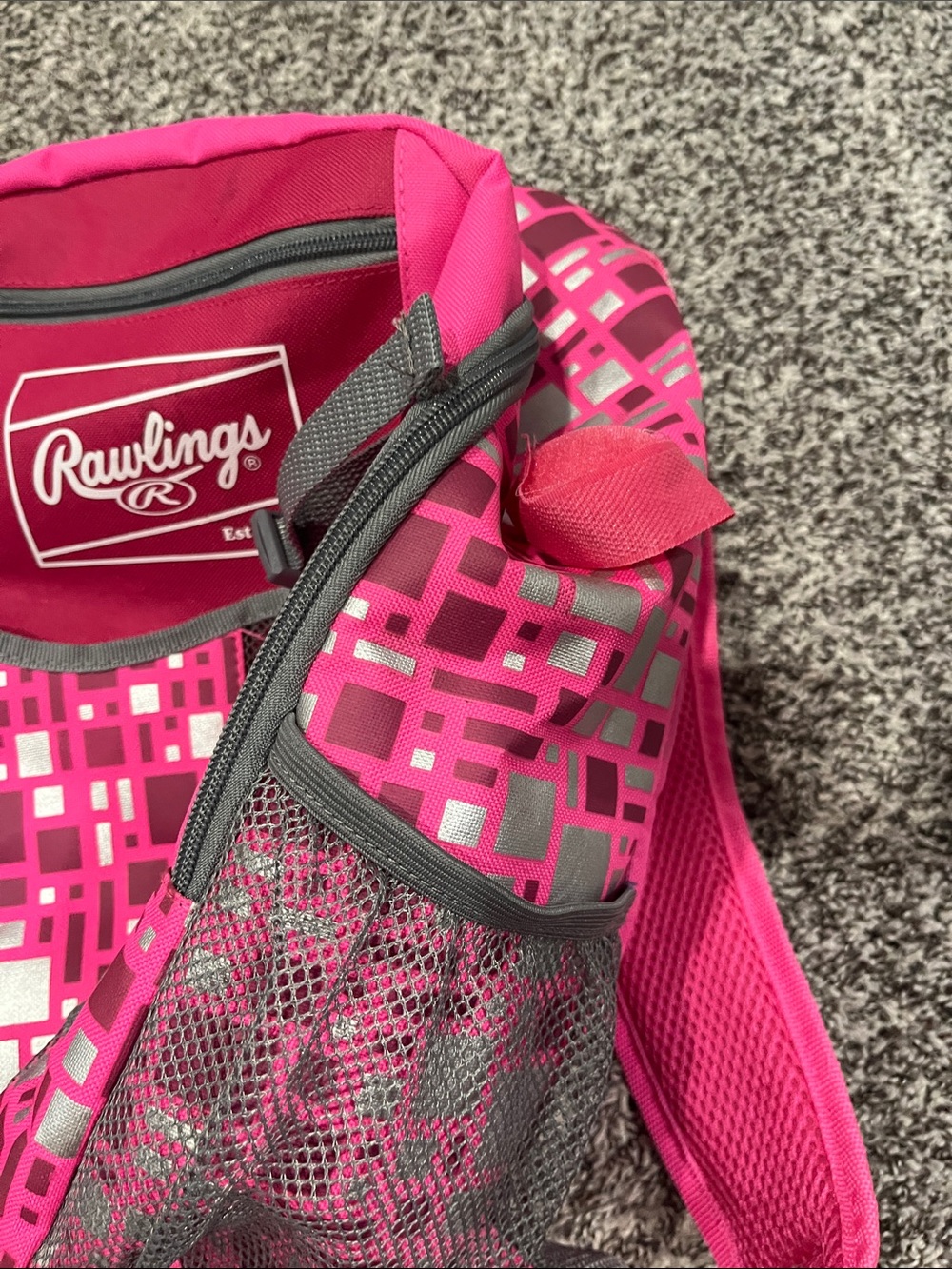 Rawlings Hot Pink Girls Softball Backpack with Gray Accents - Picture 3 of 4